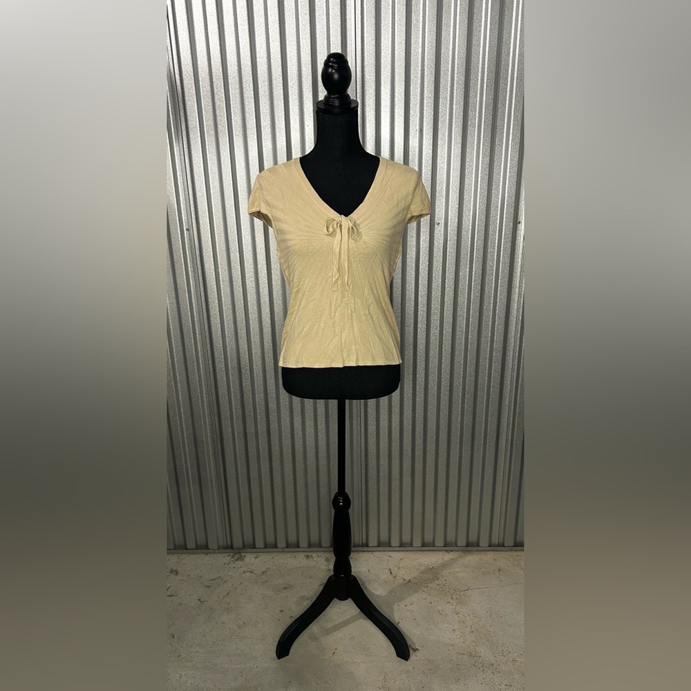 Women’s Pierre Cardin Vintage Cream Short Sleeve Top Blouse Designer Size Large